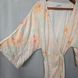 Floral Kimono Beach Cover Up Wrap / Robe